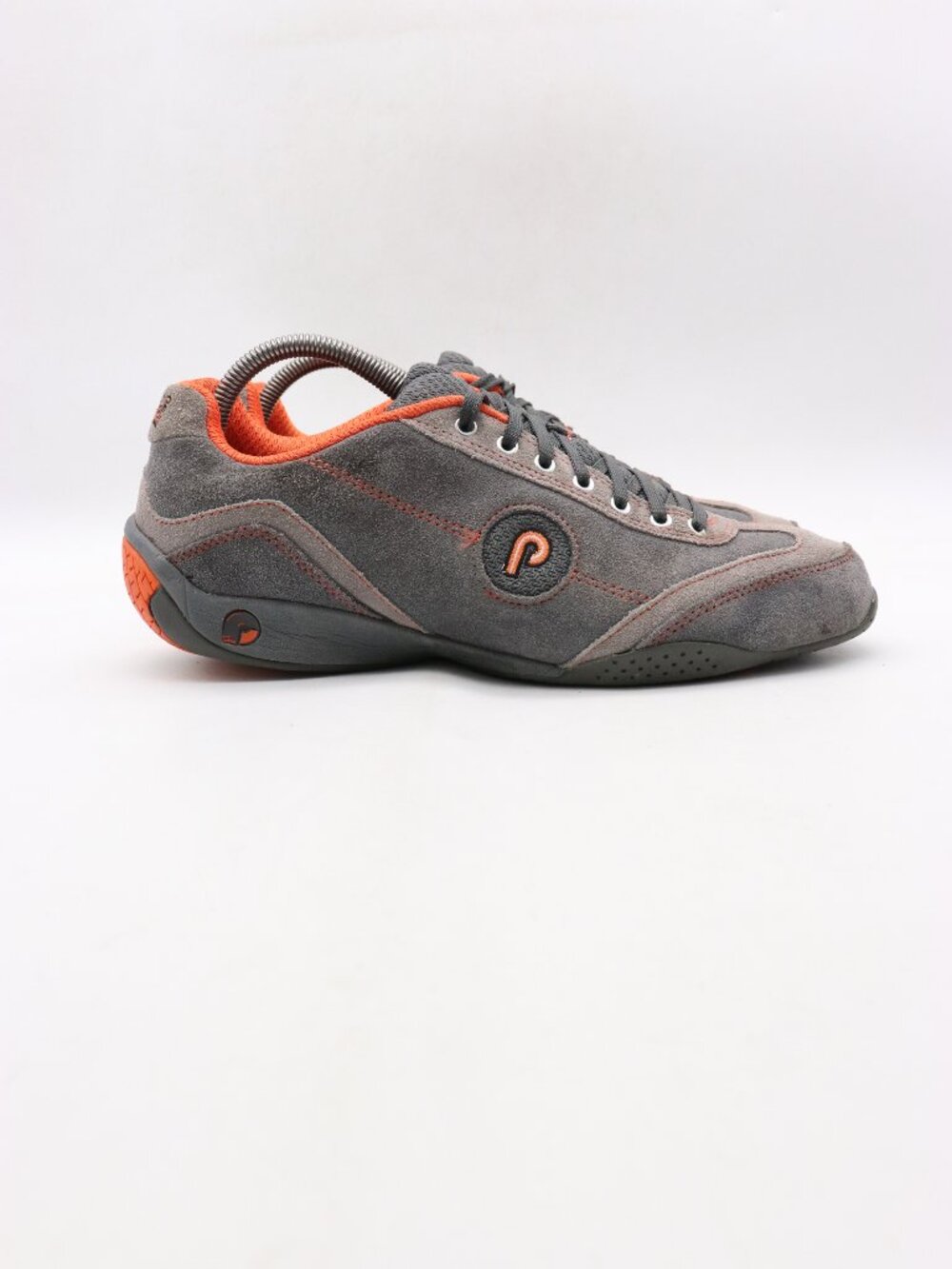Piloti Tamburello Driving Shoes Men's 9 Grey Orange Suede Racing Sneakers